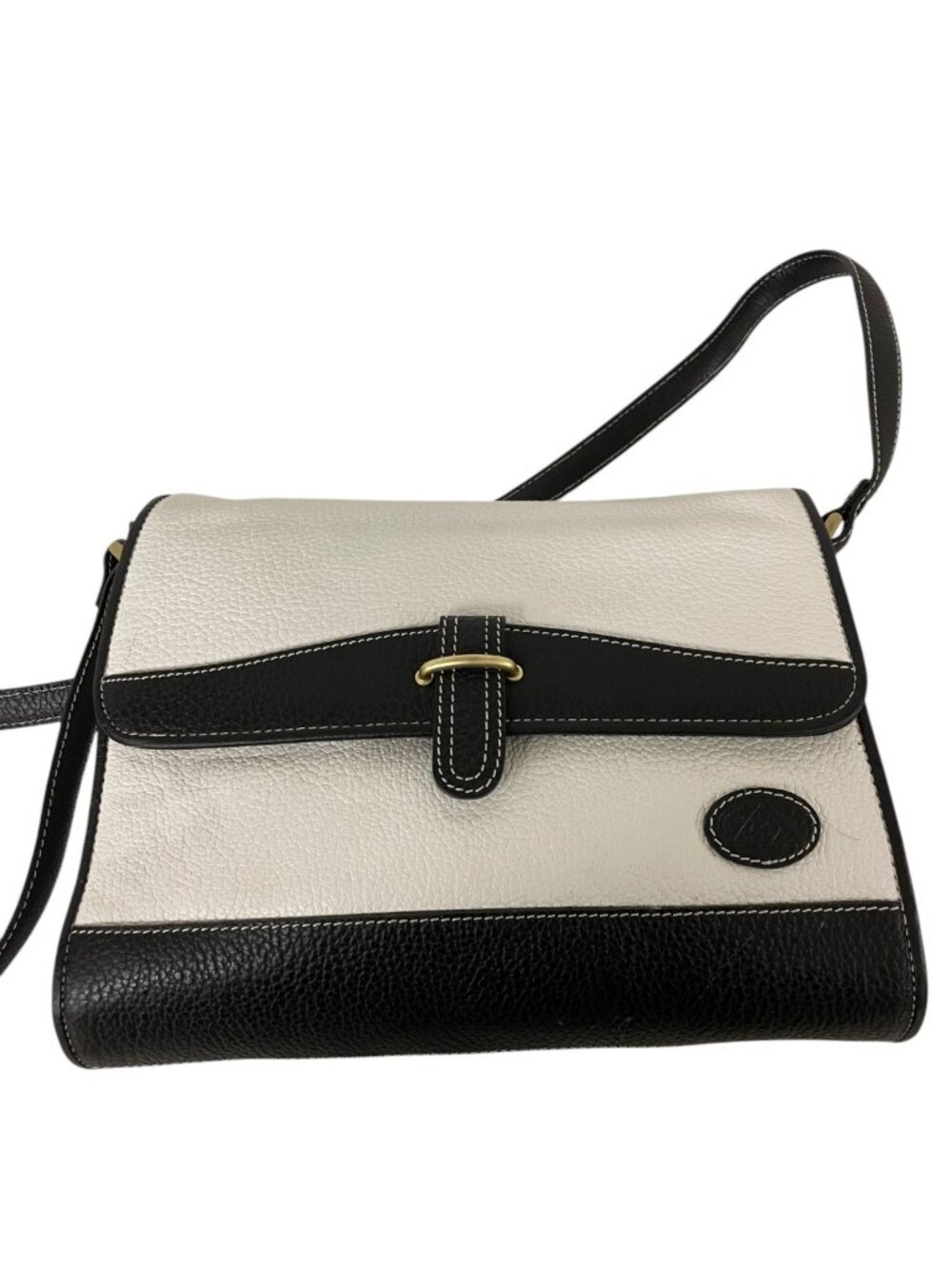 Liz Claiborne HandBag Black White Two Tone Leather Crossbody Purse Vintage NEW